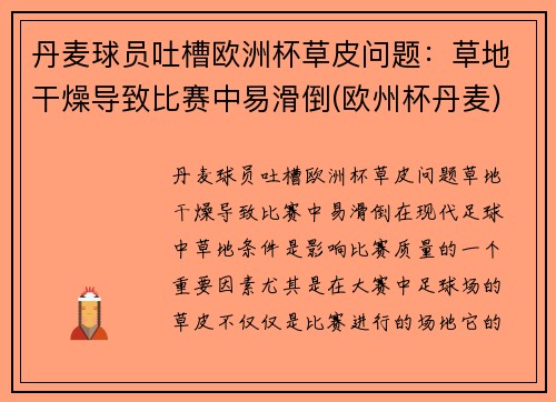 丹麦球员吐槽欧洲杯草皮问题：草地干燥导致比赛中易滑倒(欧州杯丹麦)