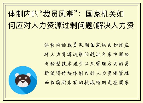 体制内的“裁员风潮”：国家机关如何应对人力资源过剩问题(解决人力资源过剩的常用方法)